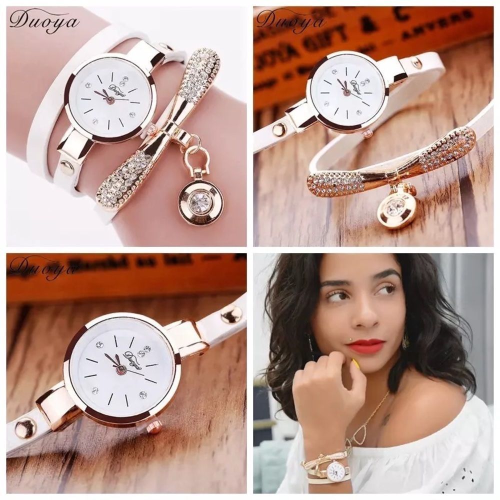 Brown Luxury Fashion Woman Watch Electronic Quartz Leather Bracelet Watch - Picture 2 of 2
